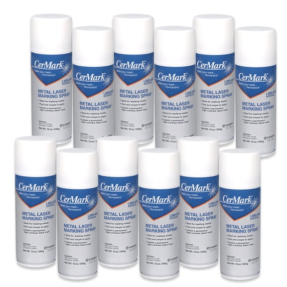 CerMark LMM6000 12oz Metal Marking Spray for Hard Uncoated Metals. Bonding Adhesive (12oz) (12)