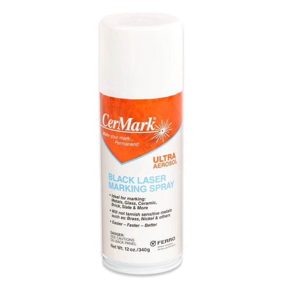 CerMark Ultra Aerosol Spray for Black Laser Marking. Great for Stainless, Glass, Slate, Metal, & Ceramic. (12oz) (1)