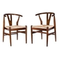 thumbnail image 1 of Benjara Cera Dining Chair Set of 2- Handwoven Rope- Cappuccino Brown Wood, 1 of 6