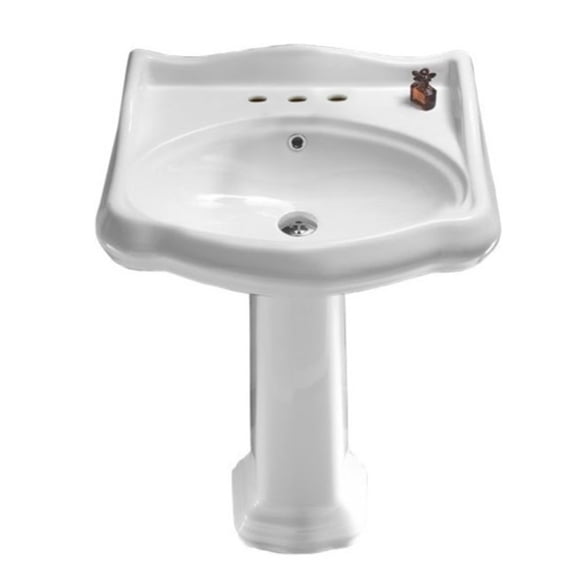 CeraStyle by Nameeks 1837 Ceramic 24'' Pedestal Bathroom Sink with Overflow