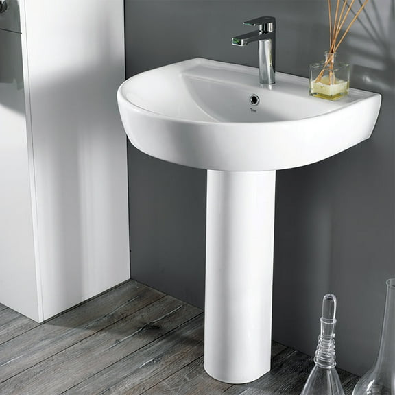 CeraStyle by Nameeks Bella Ceramic 32'' Pedestal Bathroom Sink with Overflow