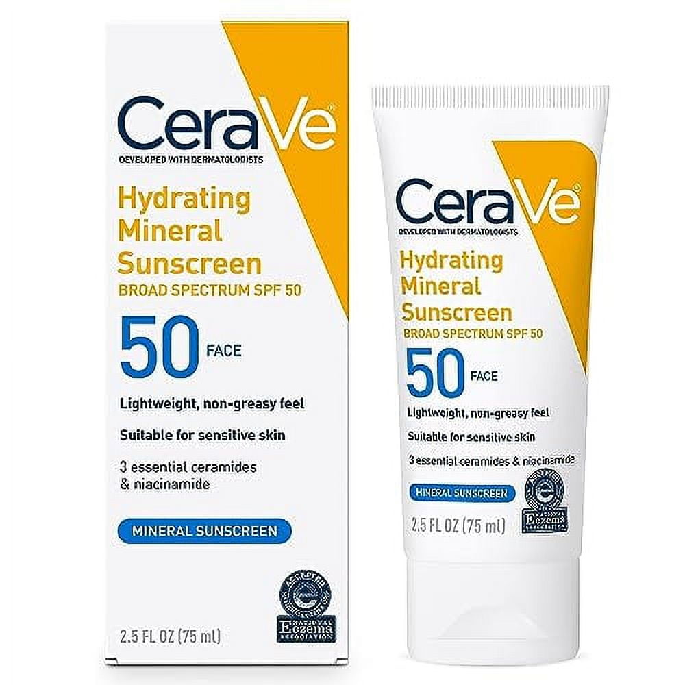 CeraVe 100 Mineral Sunscreen SPF 50 Face Sunscreen with Zinc Oxide