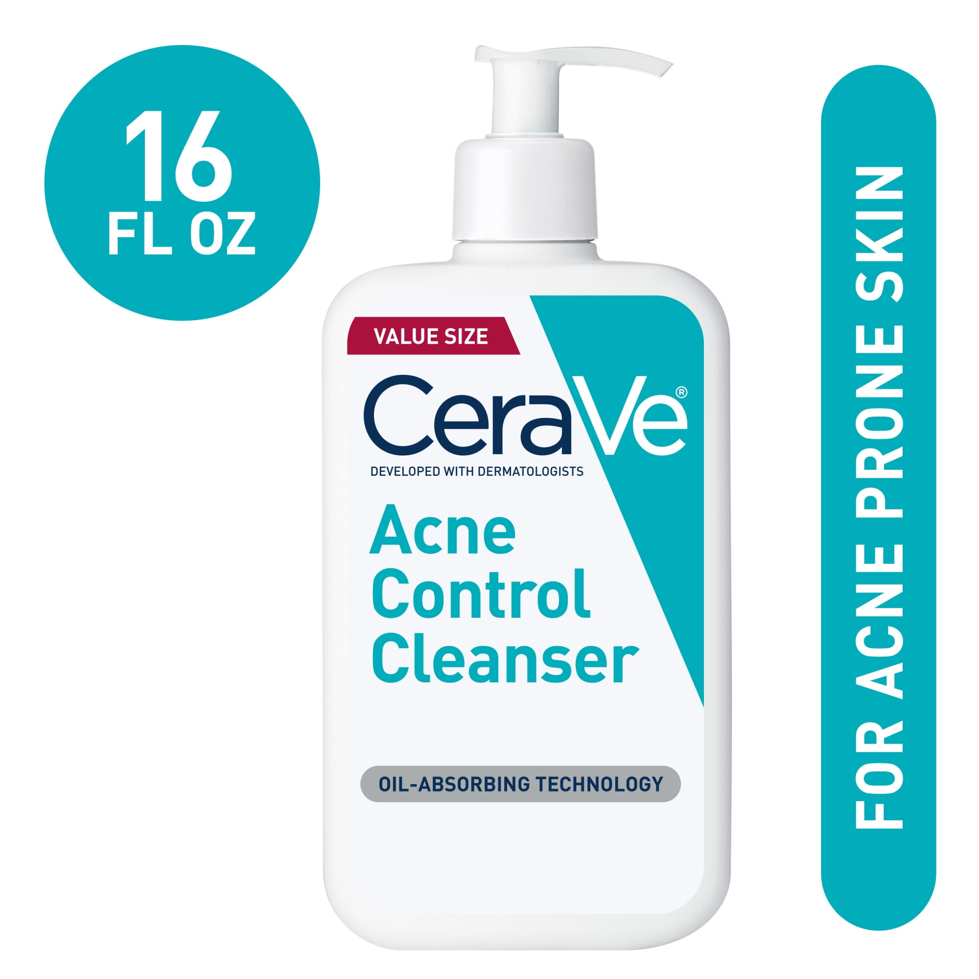 CeraVe Acne Face Wash, Acne Cleanser with Salicylic Acid and Purifying Clay  for Oily Skin, 16 fl oz