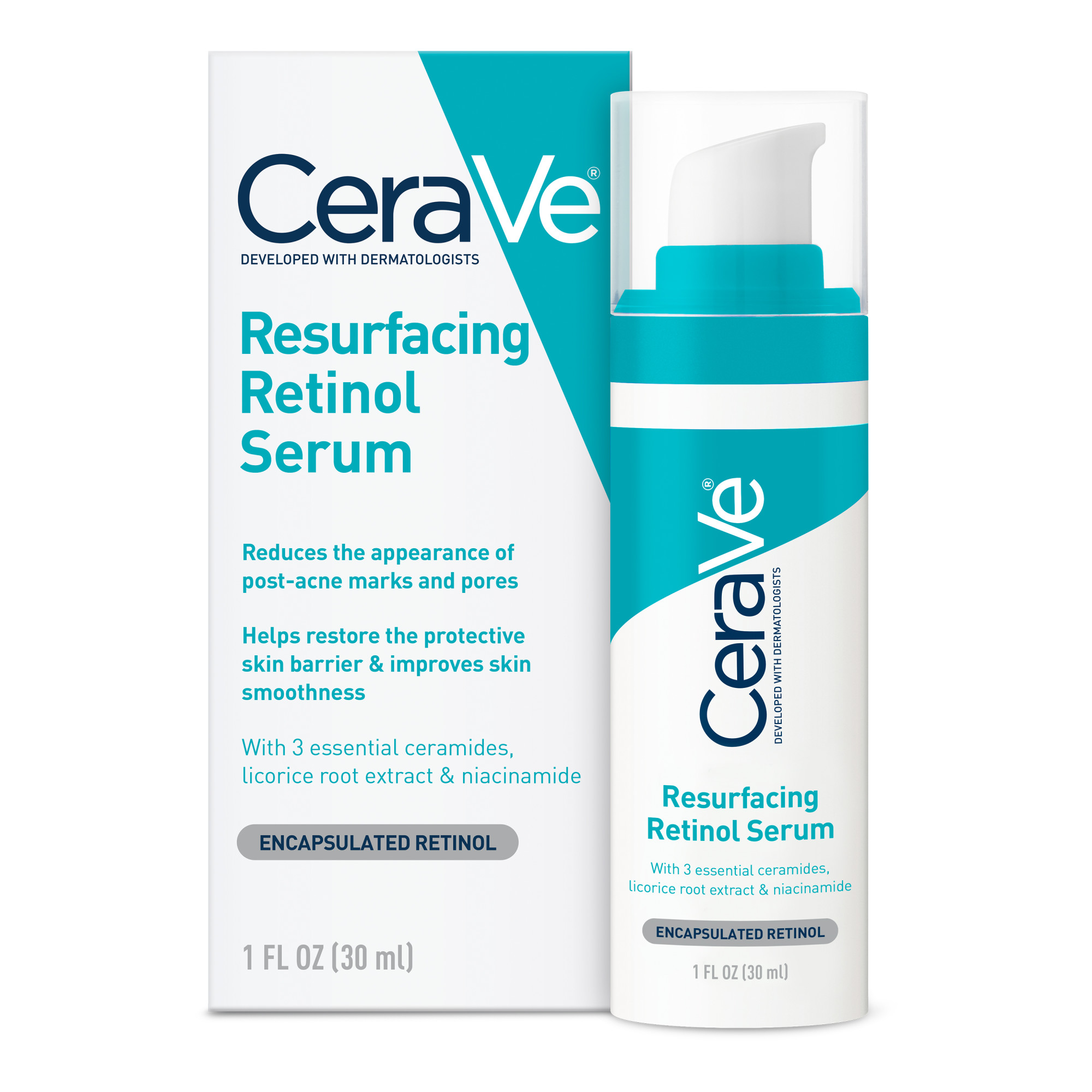 CeraVe Acne Resurfacing Retinol Face Serum with Retinol & Niacinamide for Acne Prone Skin, 1 fl oz - image 1 of 16