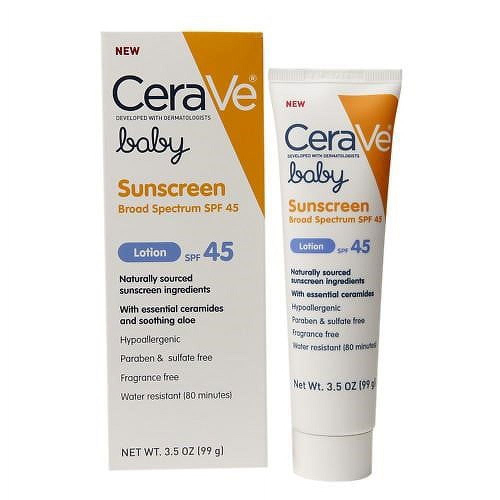 CeraVe Baby Sunscreen SPF 45 3.5 oz with Mineral Sunscreen and Ceramides for Protecting Baby s Delicate Skin From Sun s Damaging Rays
