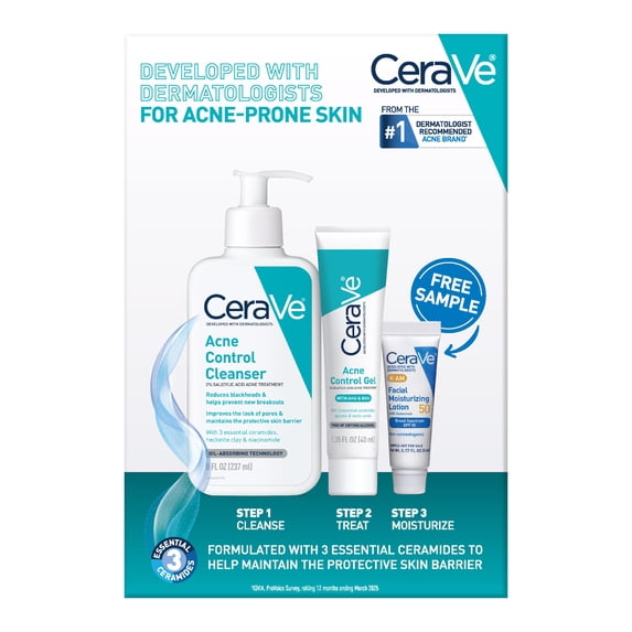 CeraVe Acne Essentials Skincare Set 3-Step Routine for Acne-Prone Skin