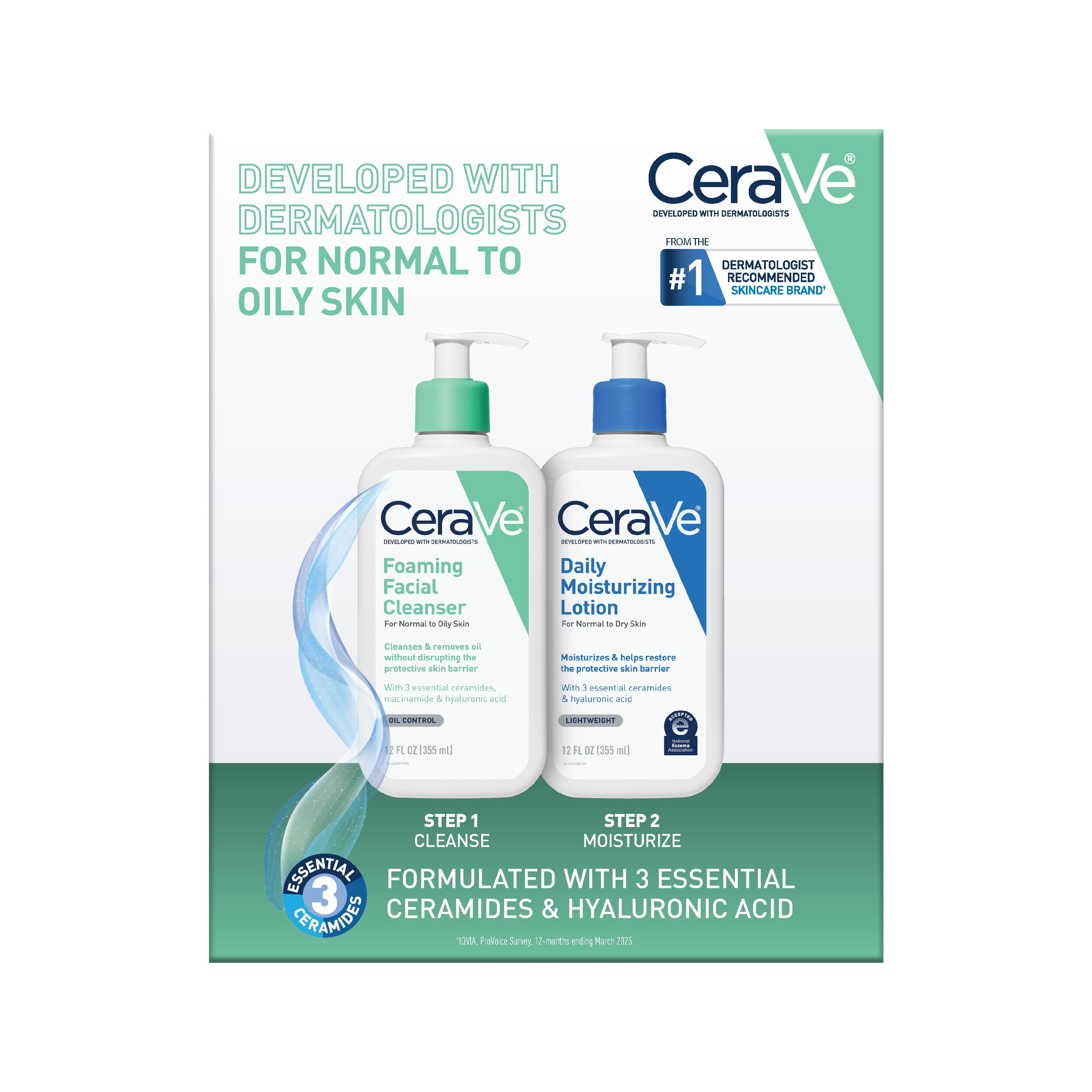 CeraVe Daily Skincare Essentials Kit for Balanced to Oily Skin, 2 Piece Set