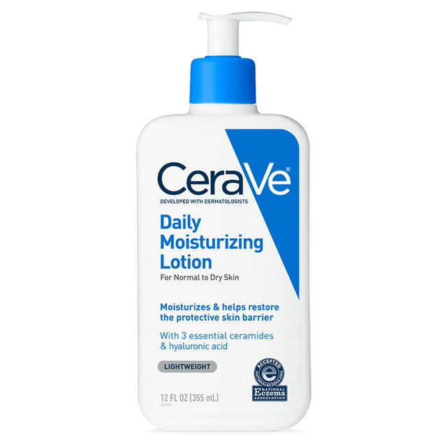 CeraVe Daily Moisturizing Face & Body Lotion with Hyaluronic Acid for Normal to Dry Skin, 12 oz