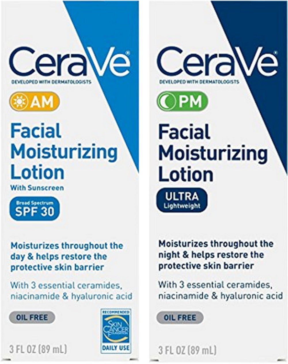 CeraVe Day & Night Facial Moisturiser Kit AM Moisturiser with SPF 30 & PM Hydrating Lotion
