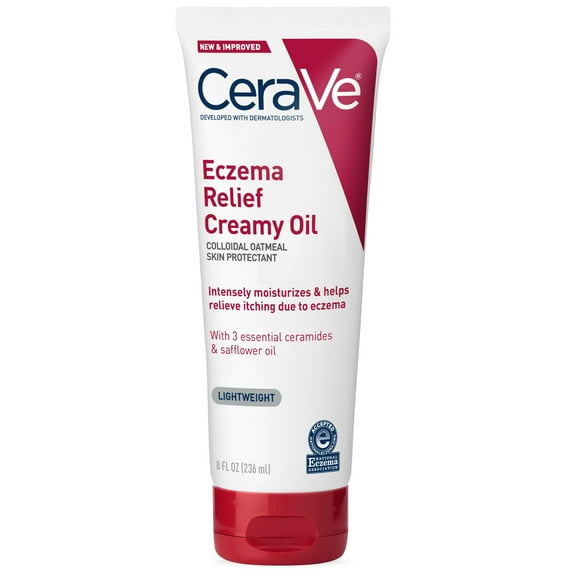 CeraVe Eczema Relief Creamy Body Oil for Itchy Dry Skin with Colloidal Oatmeal, 8 fl oz
