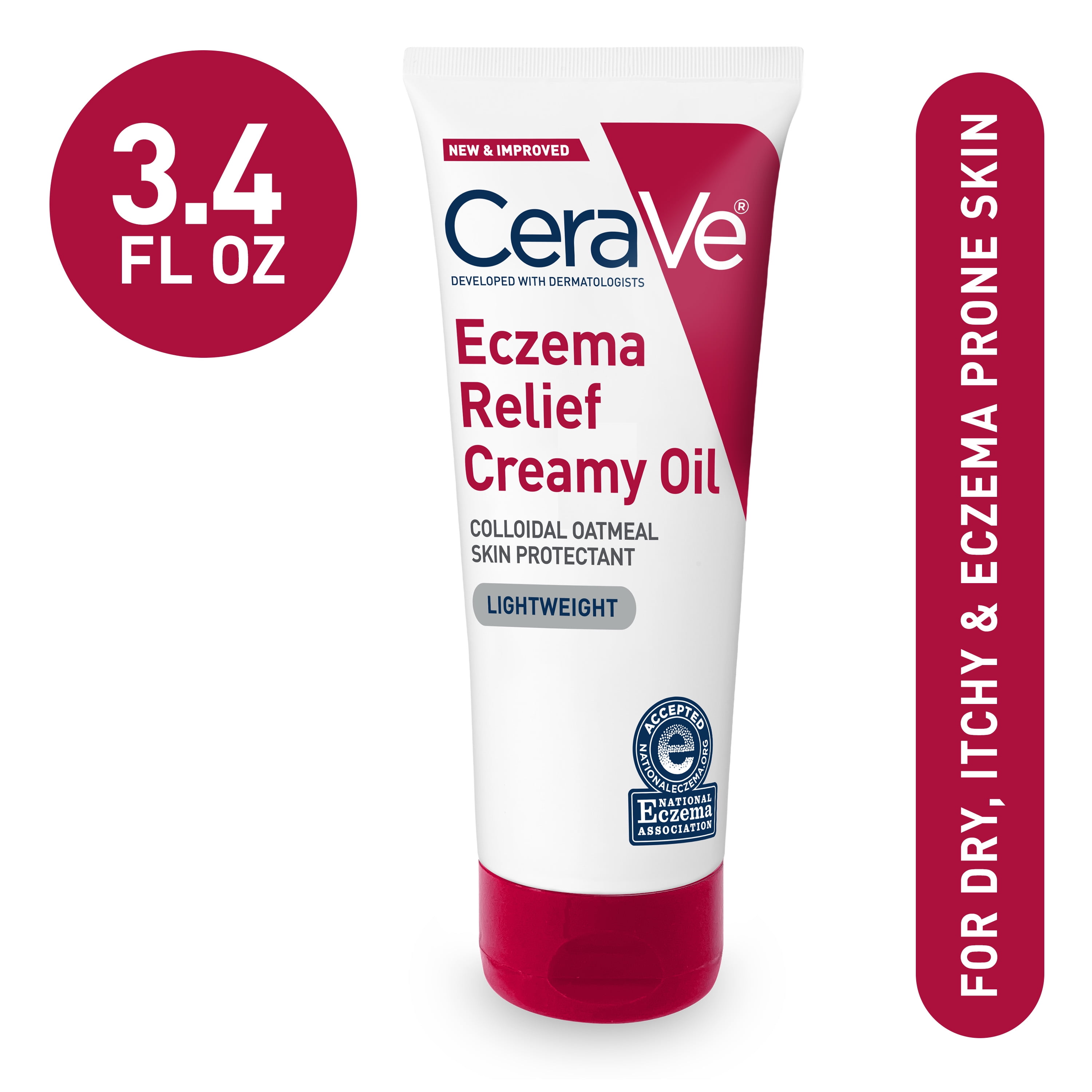 CeraVe Eczema Relief Creamy Oil for Dry Skin with Colloidal Oatmeal Ceramides and Safflower Oil 3.4 oz
