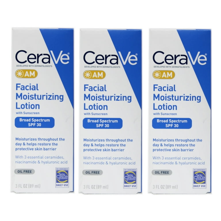 CeraVe Facial Moisturizing Lotion AM 3 oz (Pack of 3) - Walmart.com