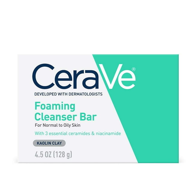 CeraVe Foaming Cleanser Bar | Soap-Free Body and Face Cleanser Bar for ...