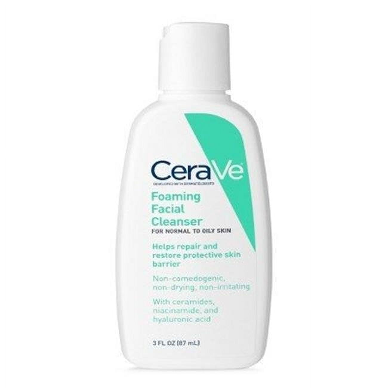 CeraVe Foaming Facial Cleanser, Travel Size Face+Body Wash for Normal to Oily Skin 3 fl oz