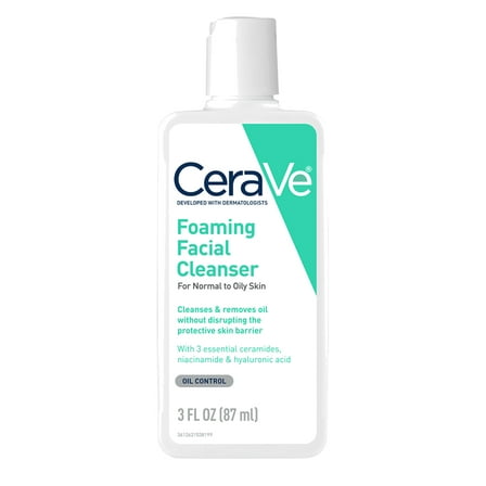 CeraVe Travel Size Foaming Facial Cleanser for Normal to Oily Skin, 3 fl oz