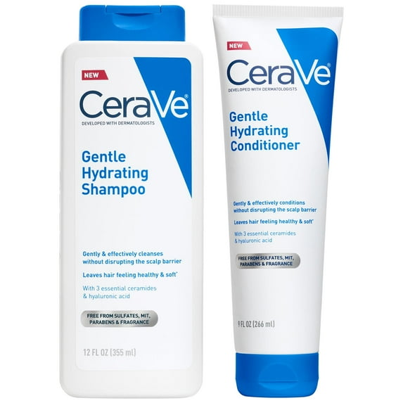 CeraVe Gentle Hydrating Shampoo and Conditioner, Sulfate Free, Paraben Free, Fragrance Free, All Hair Types
