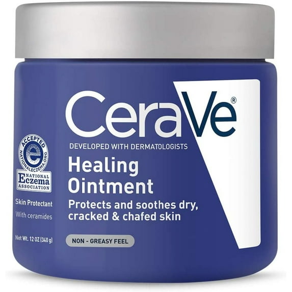 CeraVe Healing Ointment | Moisturizing Petrolatum Skin Protectant for Dry Skin with Hyaluronic Acid and Ceramides | Lanolin Free & Fragrance Free | 12 Ounce