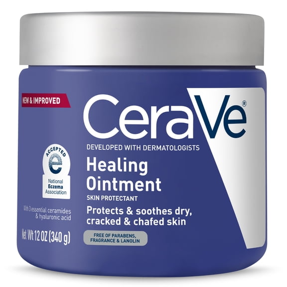 CeraVe Healing Ointment for Face & Body, Protects and Soothes Dry, Cracked, & Chafed Skin 12 oz