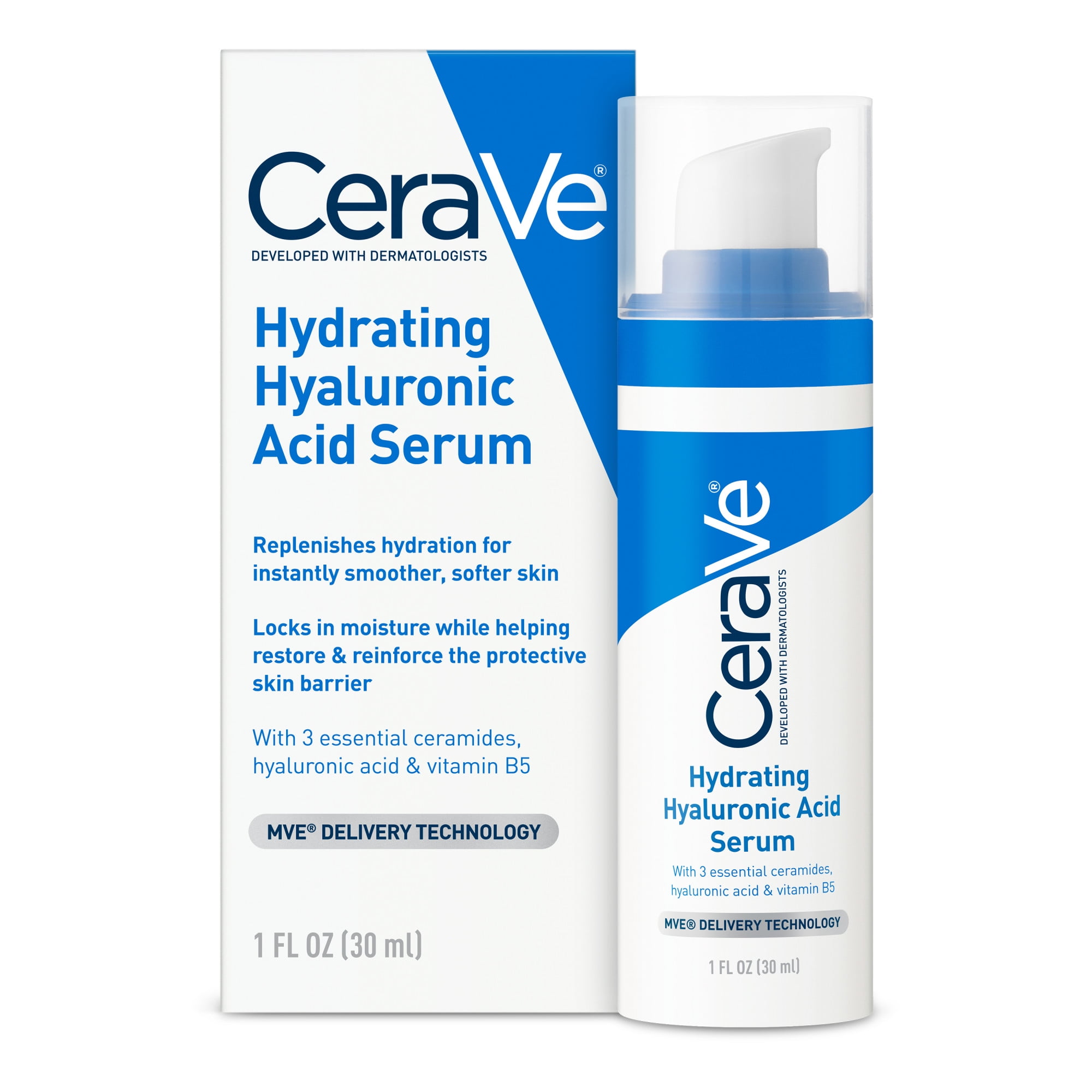 CeraVe Hyaluronic Acid Serum for Smoother Softer Skin, Hydrating Skincare Normal to Dry Skin1 fl