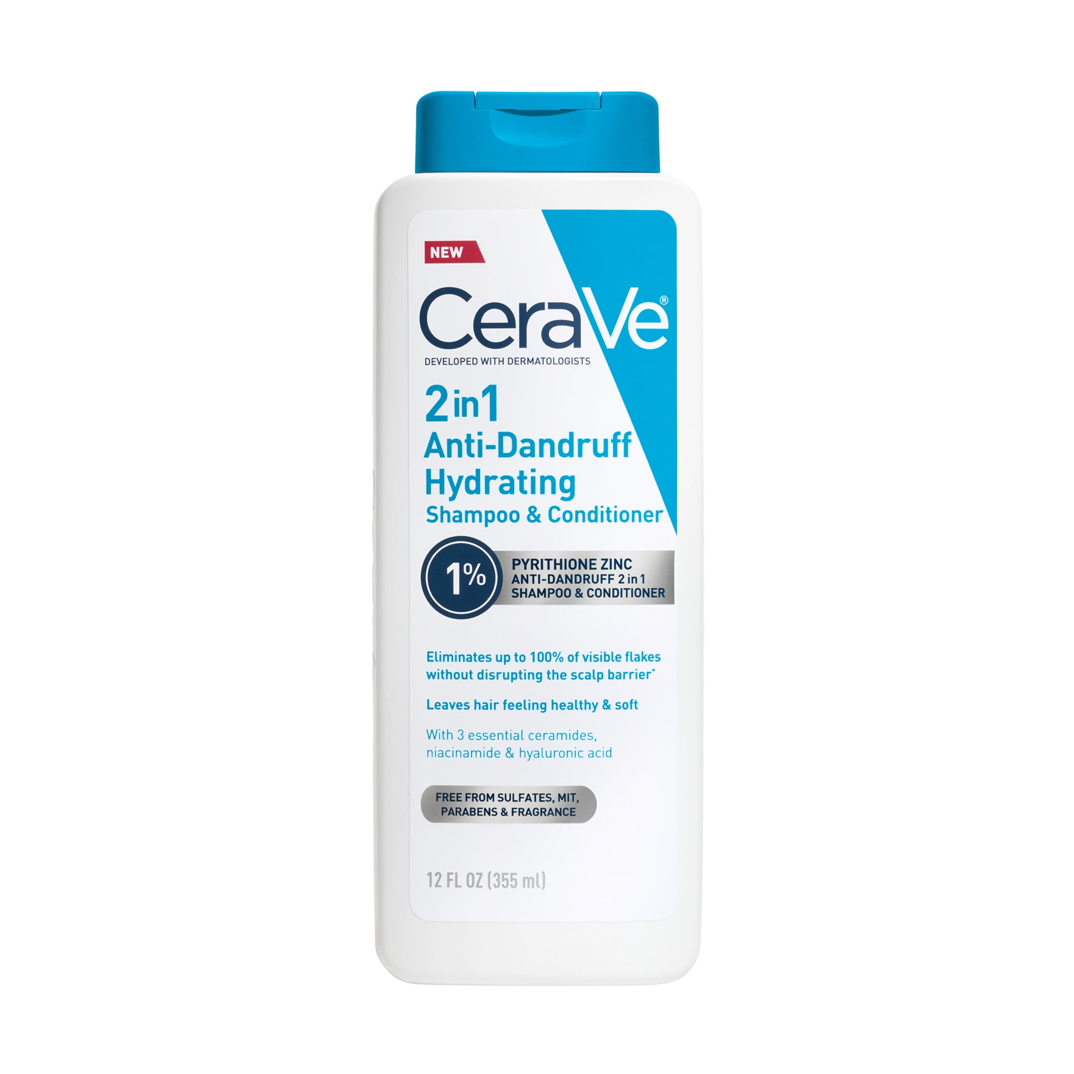 CeraVe Hydrating 2 in 1 Anti Dandruff Shampoo and Conditioner Itchy Scalp Treatment - Walmart.com