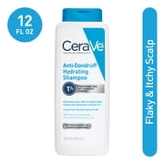 CeraVe Hydrating Anti-Dandruff Shampoo, 1% Pyrithione Zinc Dandruff Treatment With Ceramides, Niacinamide & Hyaluronic Acid, For Help With Flakey Itchy Scalp, 12 fl oz