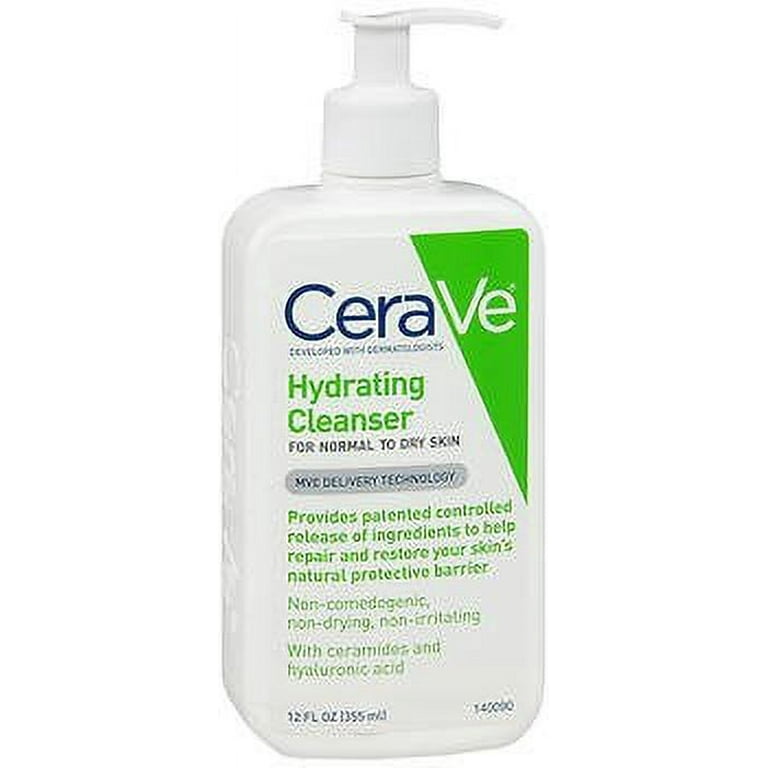 CeraVe Hydrating Facial Cleanser 12 oz for Daily Face Washing, Dry to  Normal Skin