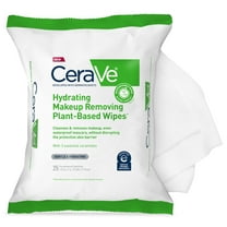 CeraVe Hydrating Facial Cleansing Makeup Remover Wipes, Plant Based Face Wash Wipes, 25ct