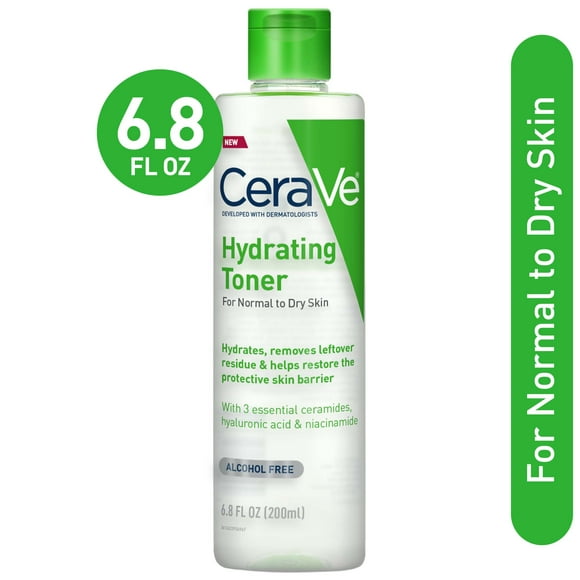 CeraVe Hydrating Facial Toner with Hyaluronic Acid & Niacinamide for Normal to Dry Skin, Alcohol-Free & Oil-Free, 6.8 fl oz