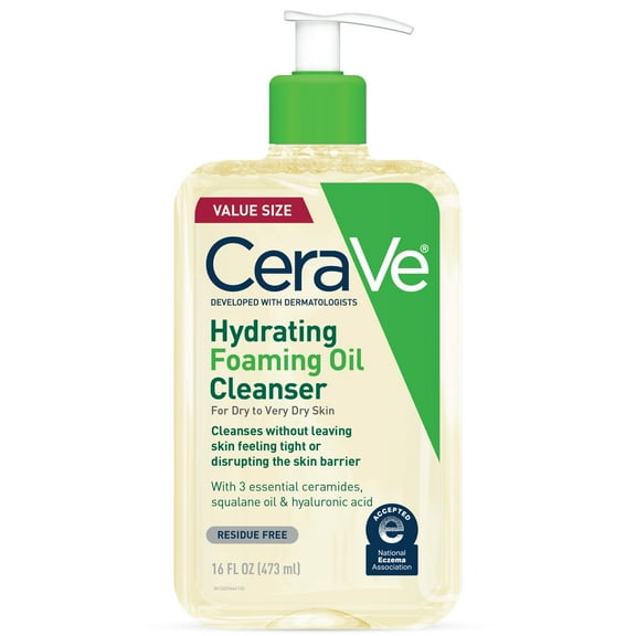 CeraVe Hydrating Foaming Oil Cleanser, Daily Face Wash For Dry to Very Dry Skin, 16 fl oz