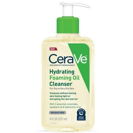 CeraVe Hydrating Foaming Oil Cleanser, Daily Face Wash For Dry to Very Dry Skin, 8 fl oz