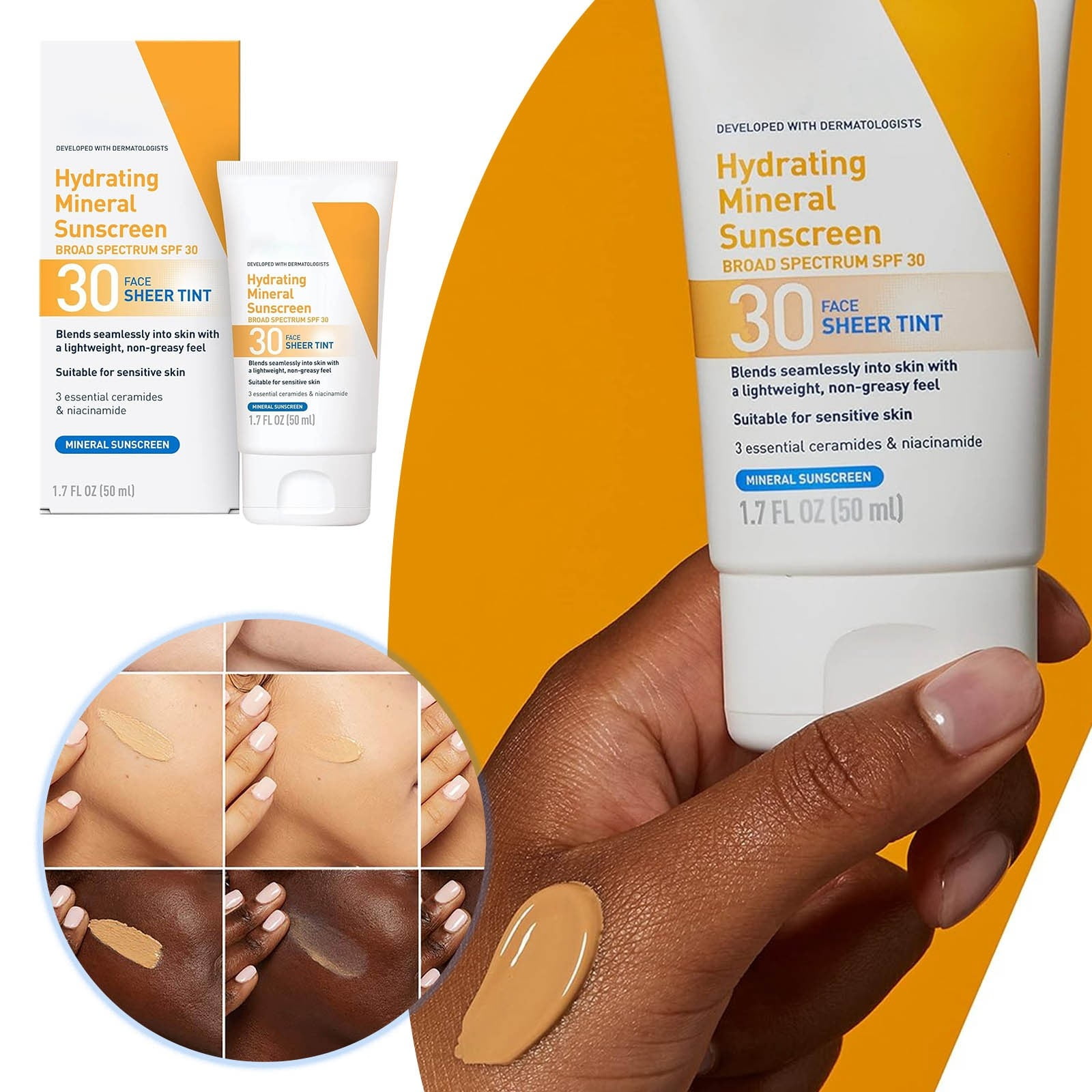 CeraVe Hydrating Mineral Sunscreen, Sheer Tint Face Sunscreen with SPF