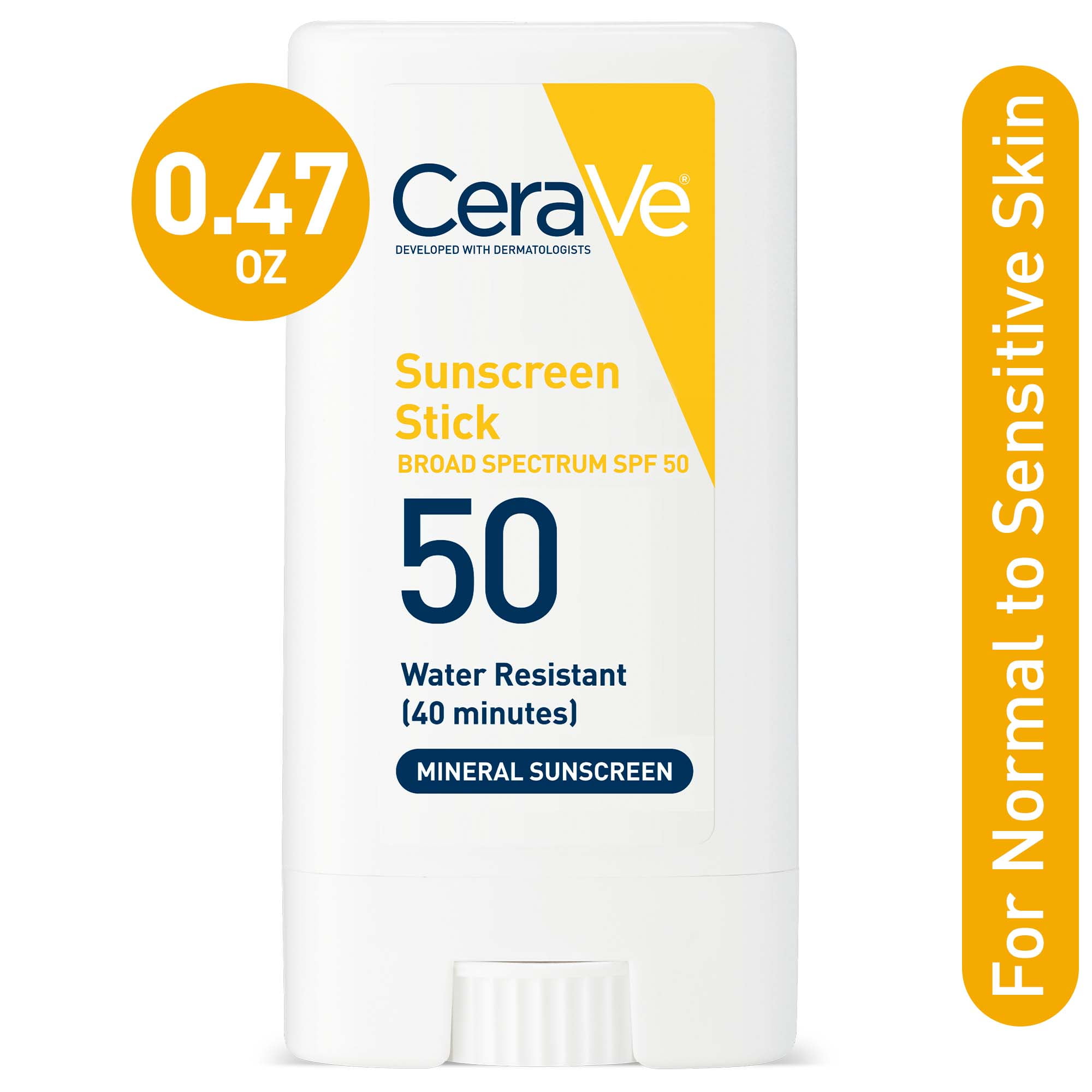 CeraVe Mineral Sunscreen Stick SPF 50 Body & Face Sunblock for