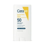 CeraVe Mineral Sunscreen Stick SPF 50 Body & Face Sunblock for Sensitive Skin, Kids & Adults 0.47 oz