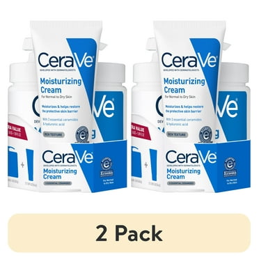 (2 pack) CeraVe Moisturizing Cream Bundle, 16 oz Pump Jar & 1.89 oz Travel size for Normal to Very Dry Skin