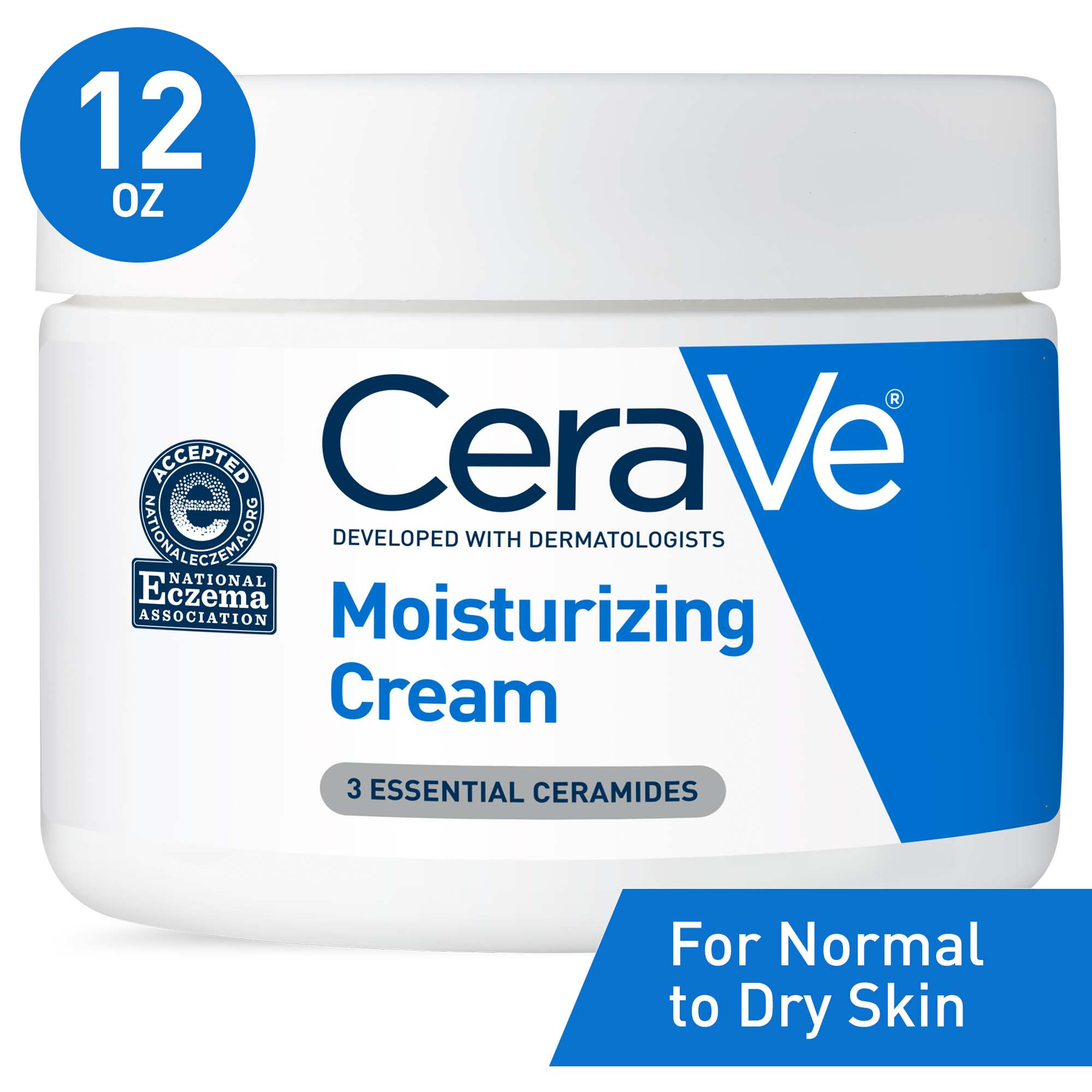 CeraVe Moisturizing Cream, Face & Body Moisturizer for Normal to Very Dry Skin, 12 oz - image 1 of 13