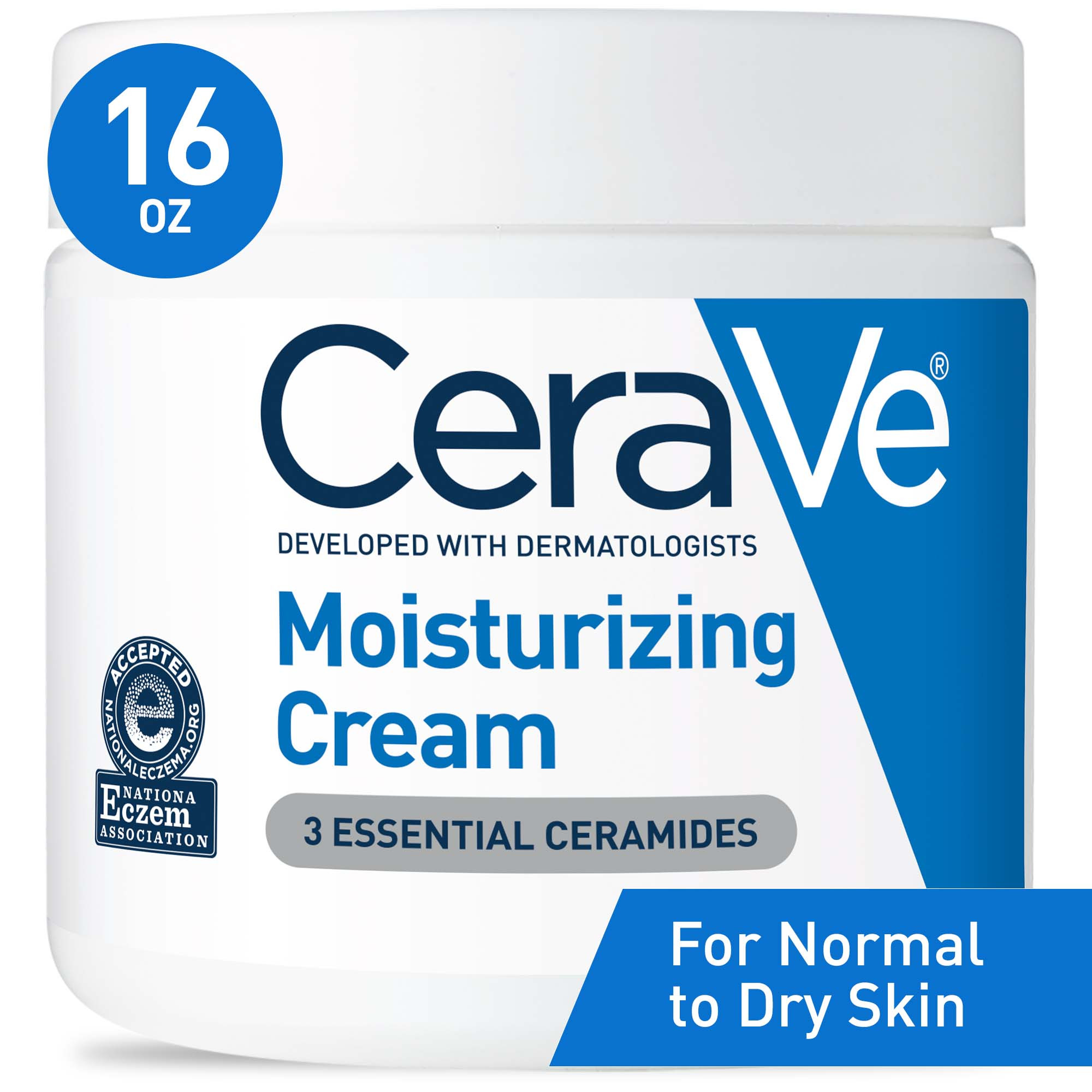 CeraVe Moisturizing Cream, Face & Body Moisturizer for Normal to Very Dry Skin, 16 oz - image 1 of 14