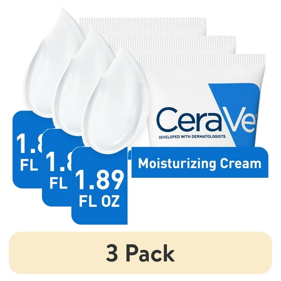 (3 pack) CeraVe Moisturizing Cream Travel Size Face Moisturizer & Body Lotion Normal to Very Dry Skin 1.89 oz