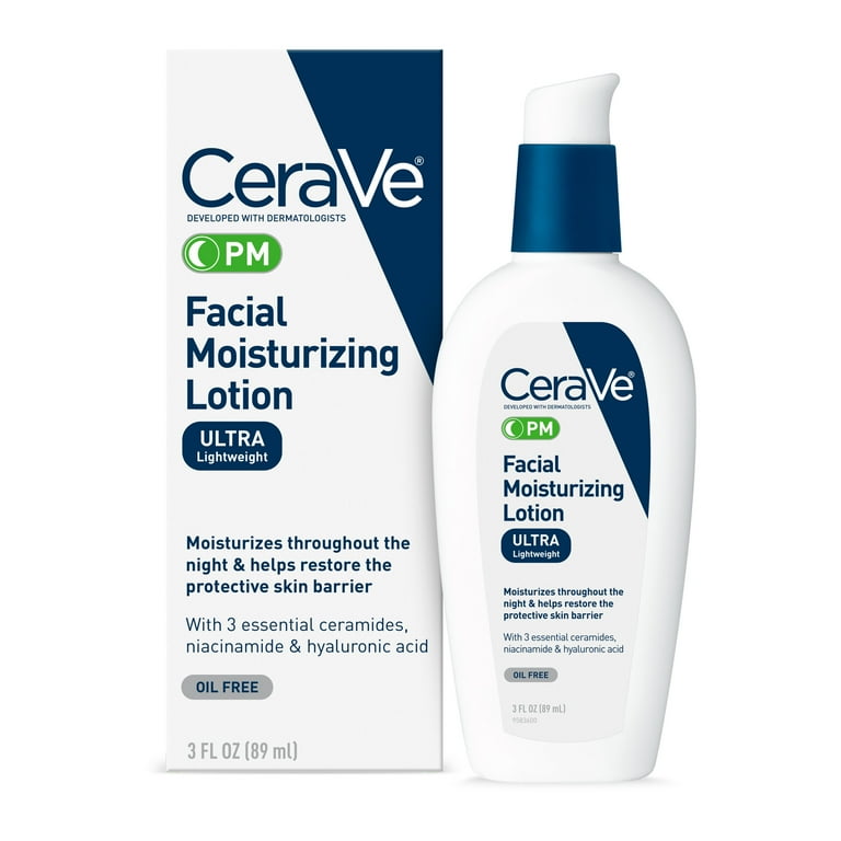CeraVe PM Facial Moisturizing Lotion, Lightweight Night Cream for