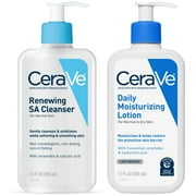 CeraVe Renewing SA Cleanser + Daily Moisturizing Lotion Bundle, 12 oz