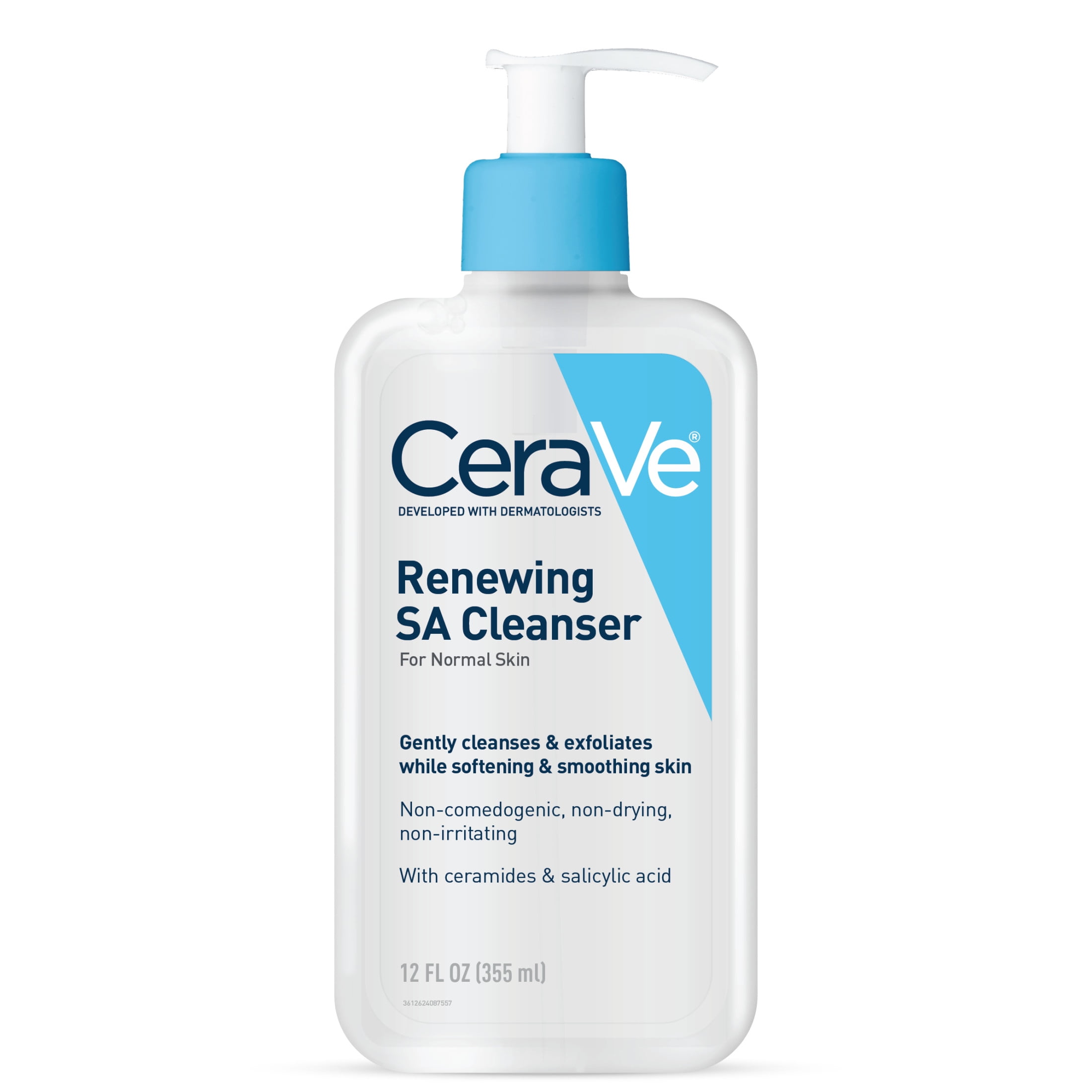 CeraVe Renewing SA Cleanser, Exfoliating Face Wash with Salicylic Acid for Rough Bumpy Skin 12 fl oz