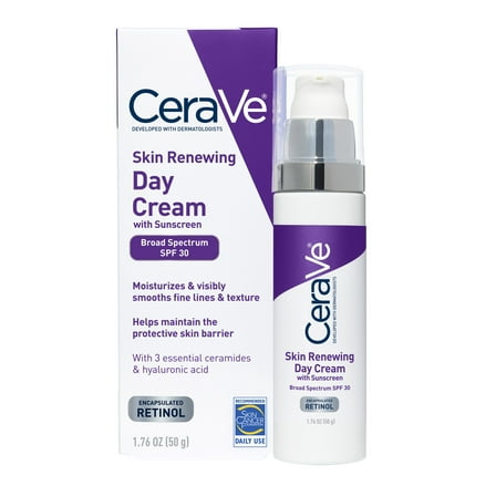 CeraVe Skin Renewing Day Cream with Sunscreen SPF 30 Facial Moisturizer 1.76 fl oz
