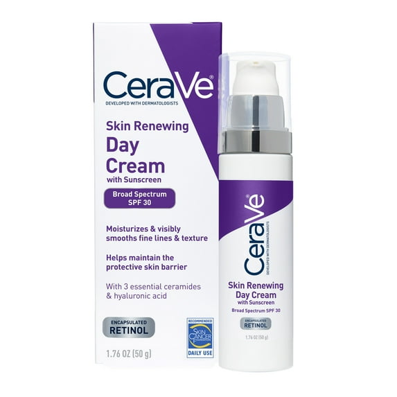 CeraVe Skin Renewing Day Cream with Sunscreen SPF 30 Facial Moisturizer 1.76 fl oz