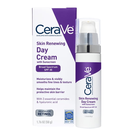 CeraVe Skin Renewing Day Cream with Sunscreen SPF 30 Facial Moisturizer 1.76 fl oz