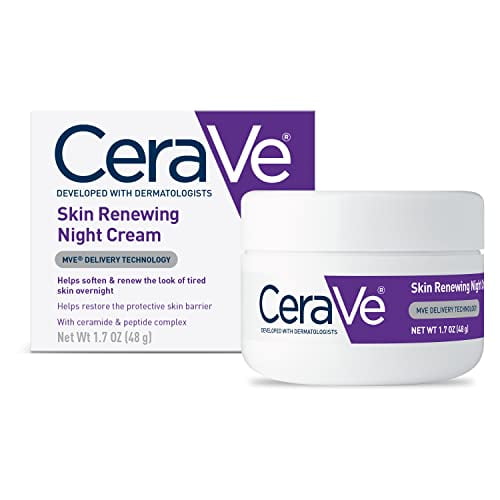 Wetland Pløje Gå igennem CeraVe Skin Renewing Night Cream | Niacinamide, Peptide Complex, and  Hyaluronic Acid Moisturizer for Face | 1.7 Ounce - Walmart.com