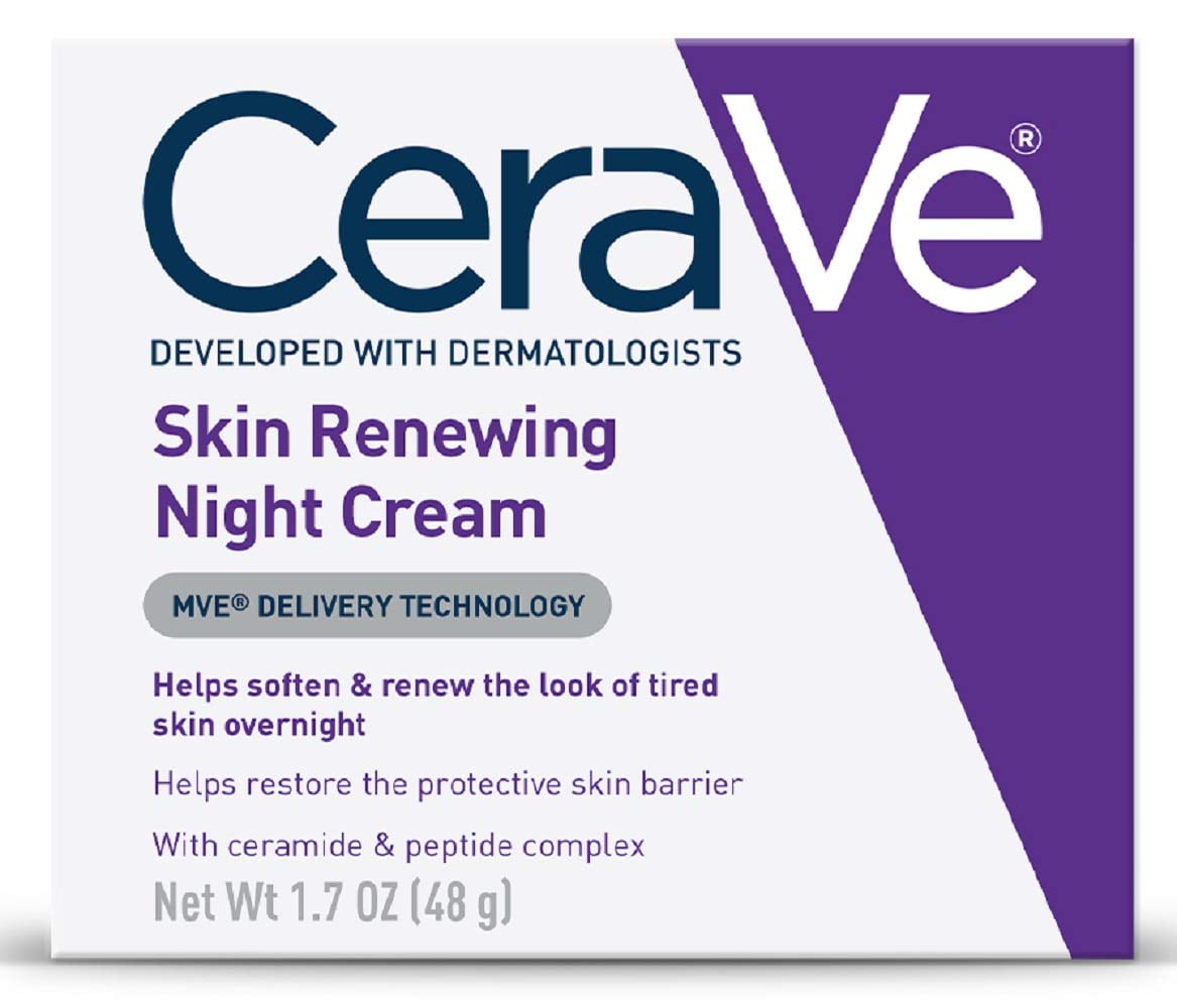 Wetland Pløje Gå igennem CeraVe Skin Renewing Night Cream | Niacinamide, Peptide Complex, and  Hyaluronic Acid Moisturizer for Face | 1.7 Ounce - Walmart.com