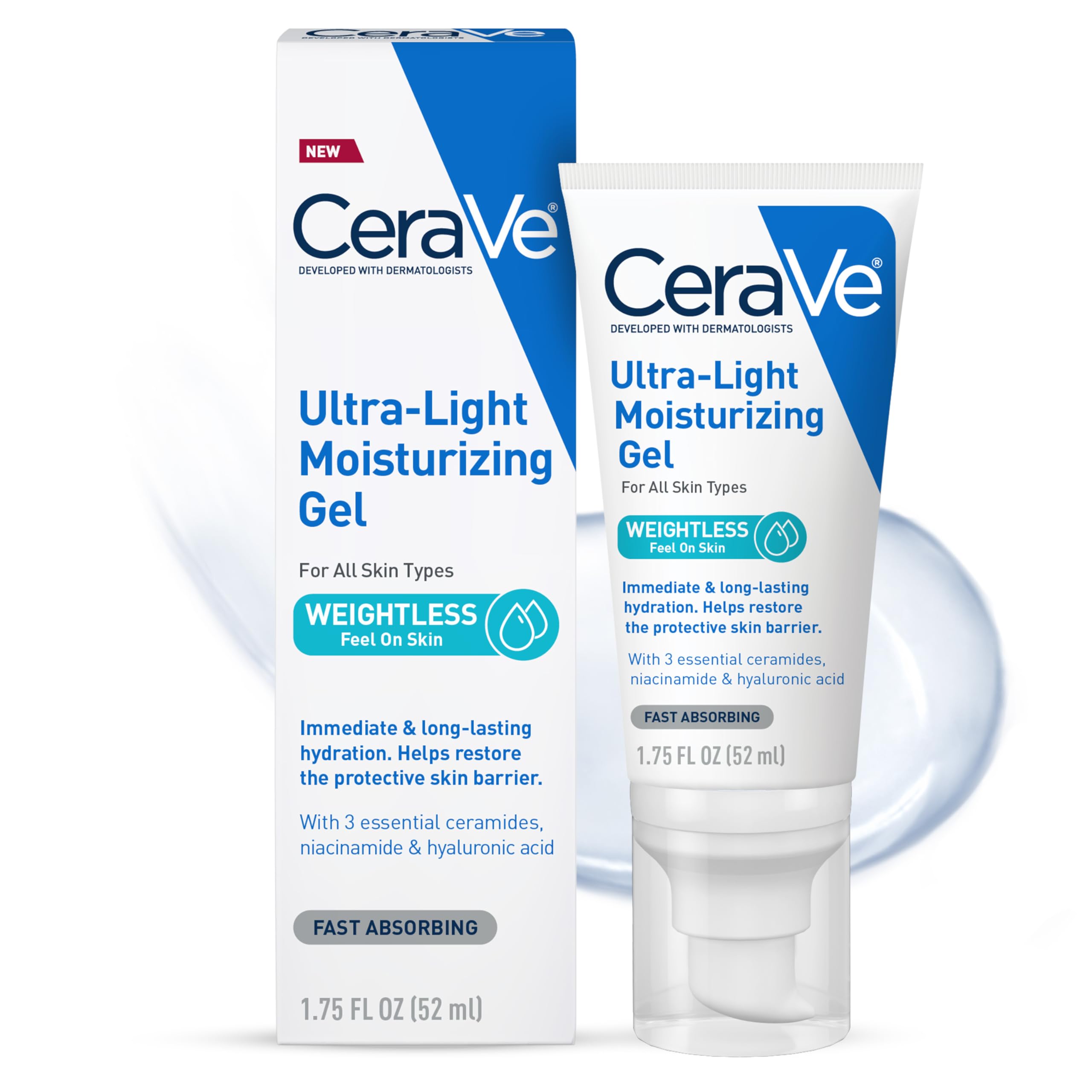 CeraVe UltraLight Moisturizing Gel Hydrating Gel Face Moisturizer