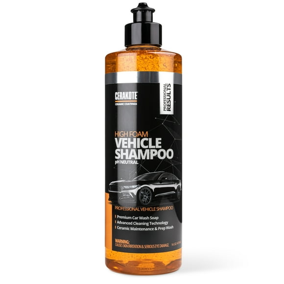 Cerakote High Foam Vehicle Shampoo (16 oz. Bottle) - pH Neutral Premium Car Wash Soap - Ceramic Coating Prep and Maintenance - Citrus Scent - Maximum Suds