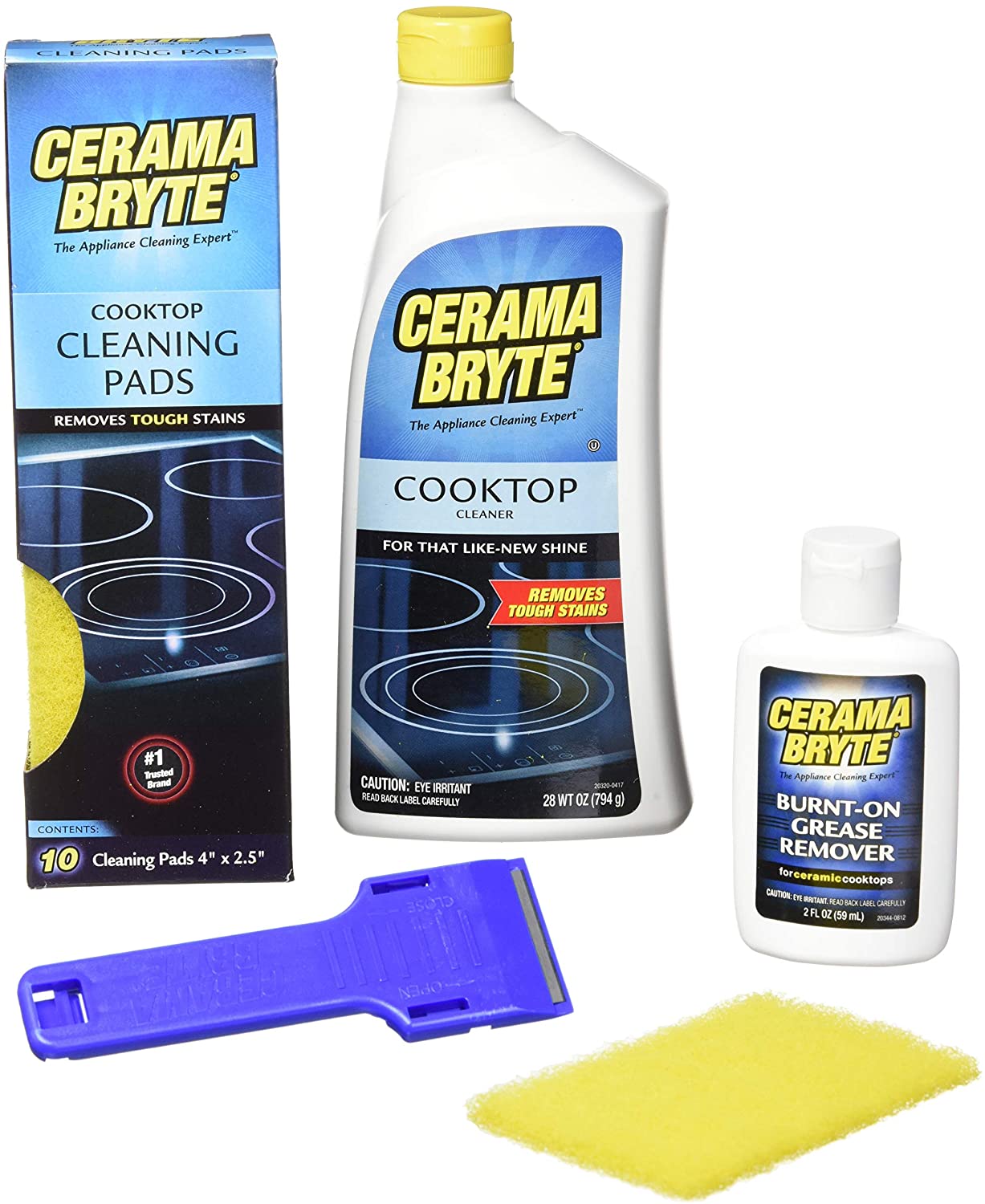 Cerama Bryte Best Value Kit: Ceramic Cooktop Cleaner, 28 Ounce, Scraper, 10 Pads - image 1 of 9