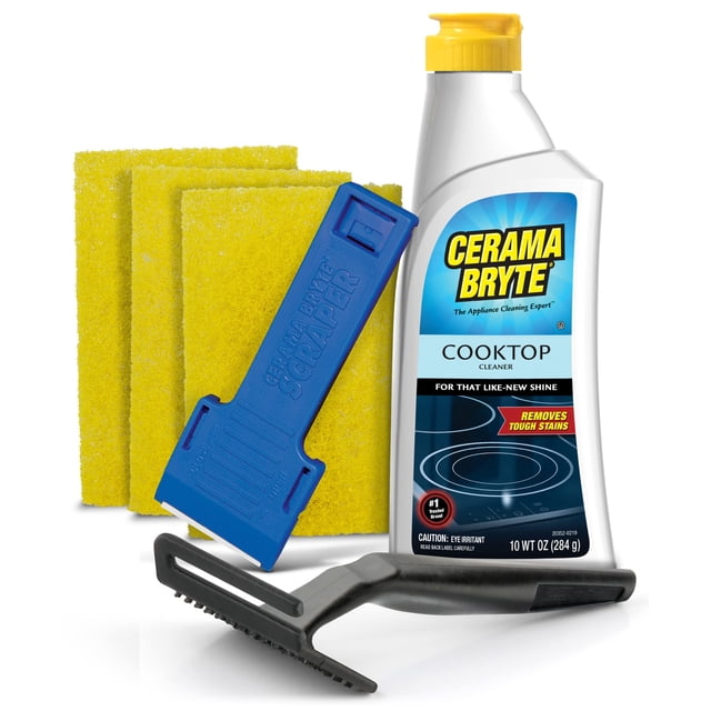 Cerama Bryte Combo Kit POWR Grip, Scraper, Pads & Removes Tough Stains