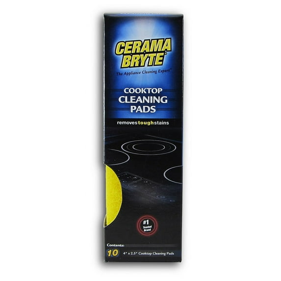 Cerama Bryte Glass-Ceramic Cooktop Cleaning Pads for Stubborn Stains, 10 Count